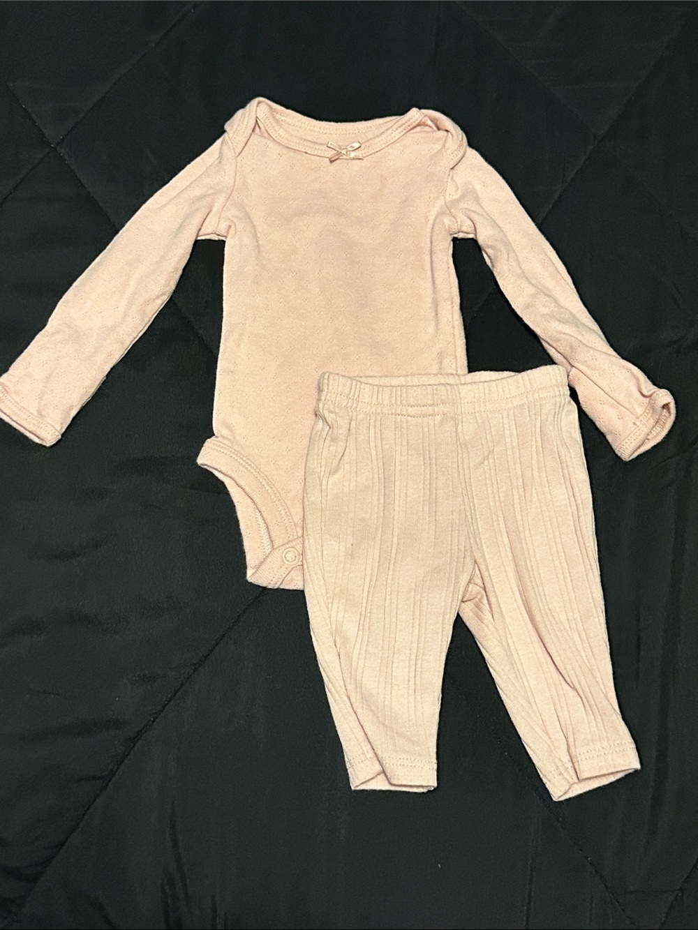 Carter's Pale Pink Long-Sleeve Bodysuit and Ribbed Leggings Set